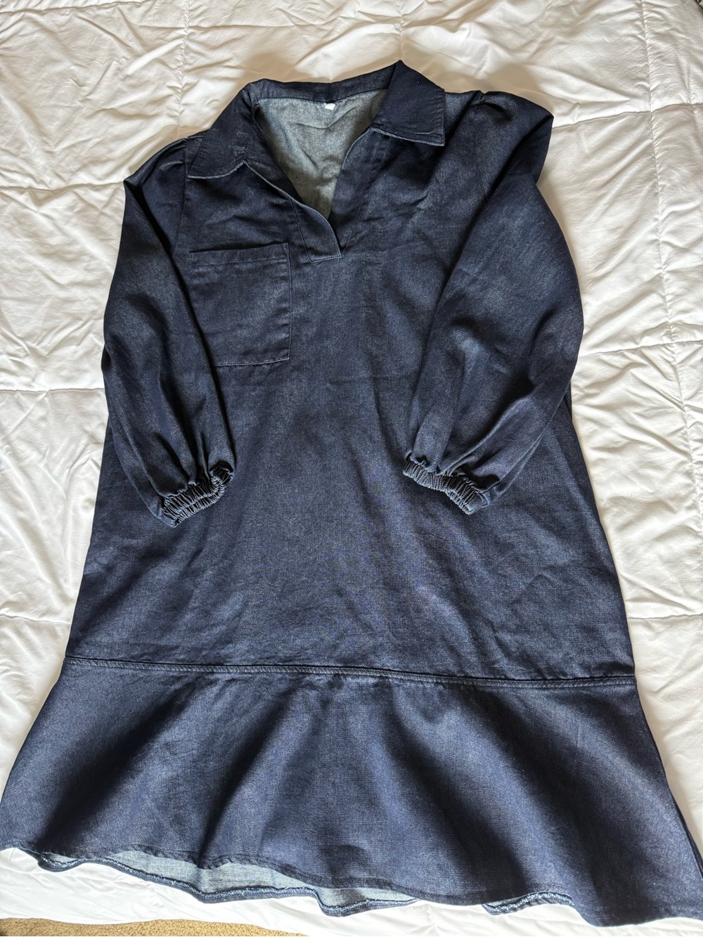 Classic Dark Navy Collared Midi Dress